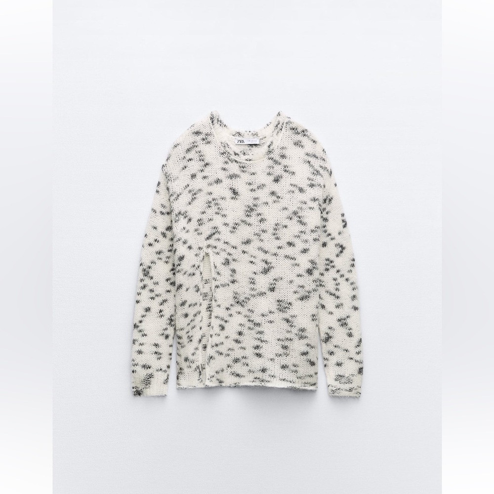 NWT Zara MIXED SLIT KNIT SWEATER - Picture 3 of 10